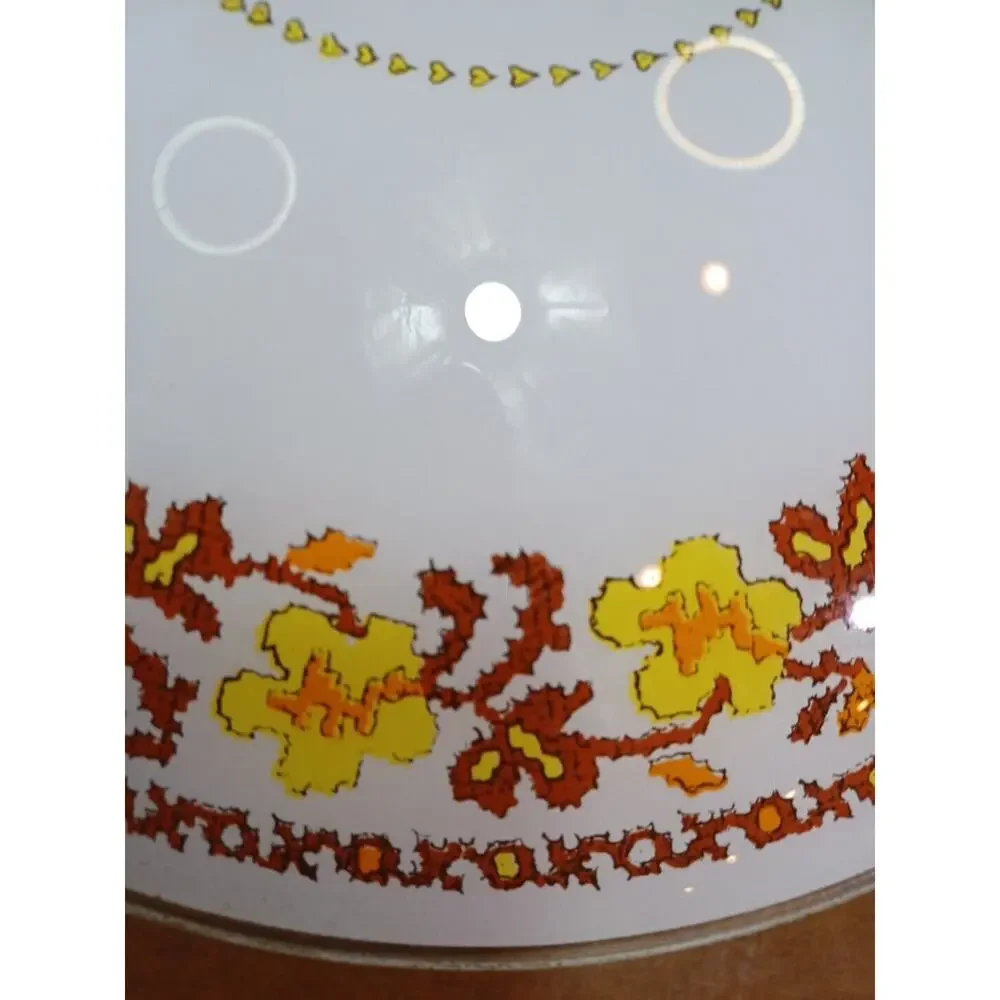 15 Inch Vintage Ceiling Light Fixture Glass And Finial Excellent Condition